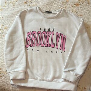 Shein White Sweatshirt with Pink Graphic